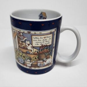 Vintage Lang And Wise Coffee Mug Cup "Within This Home" Cat Susan Winget 12 Oz
